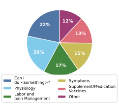 Pie chart showing RELIANCE query distribution by reproductive health category.