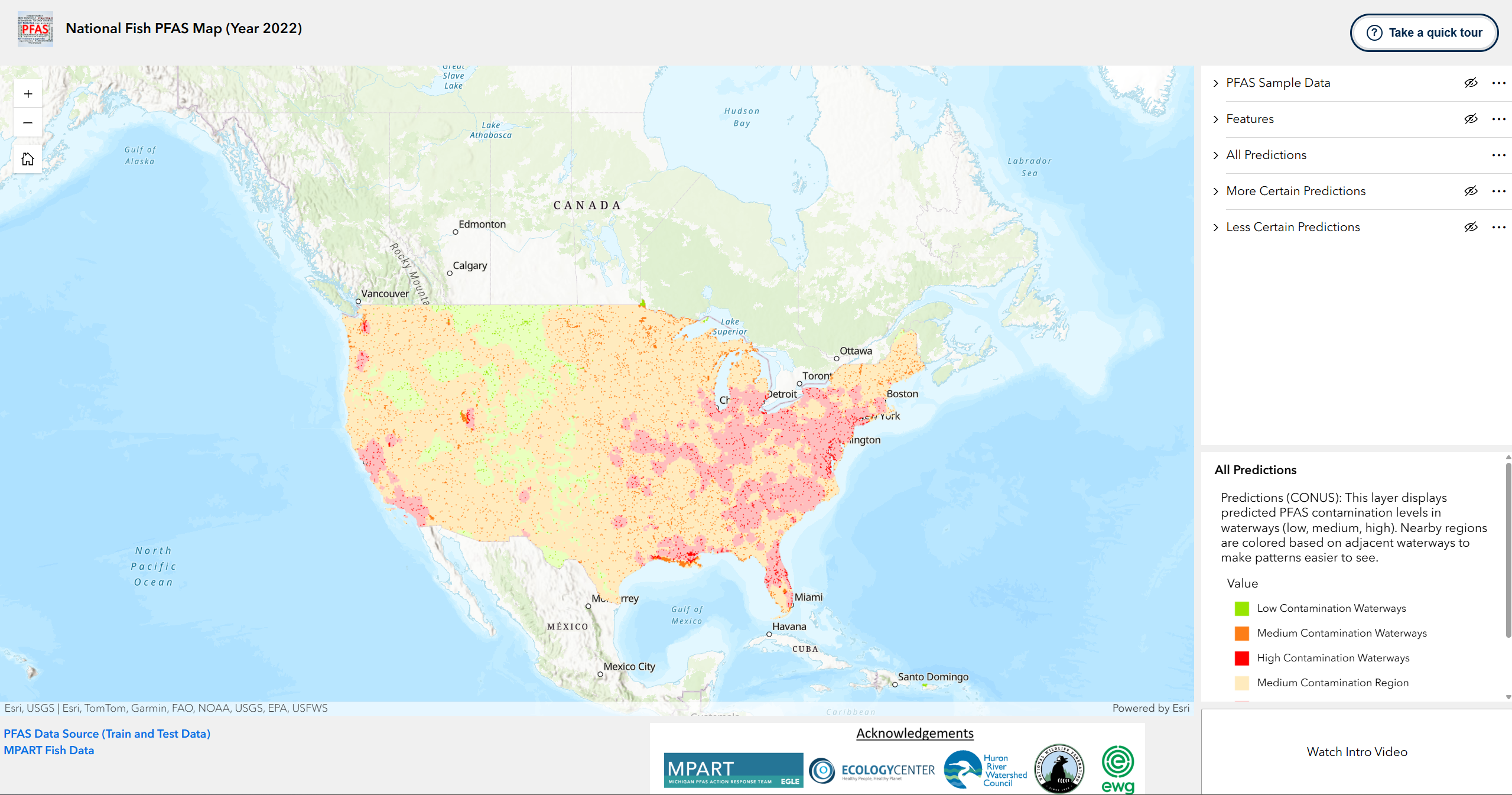 Preview of the PFAS Mapping Dashboard
